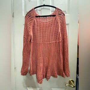 Coral Crochet Knit Sweater